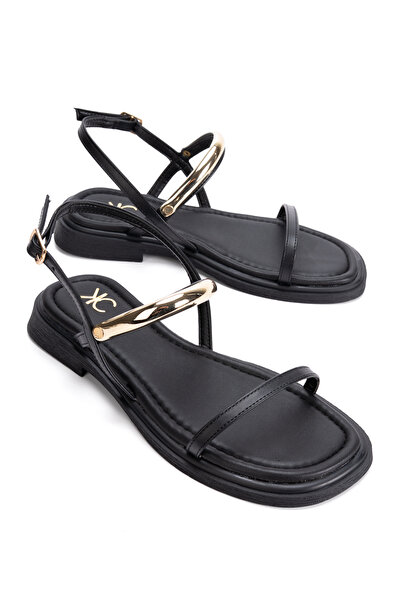 PASSAGE SHOES Ženske sandale sa kopčom i detaljnim remenčićima 6347 CRNE