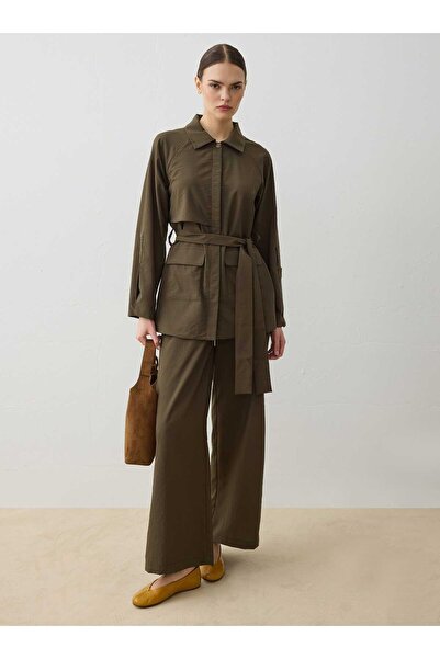 Refka Set tunică și pantaloni cu buzunare decorative - Kaki - Exclusiv