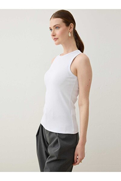 Refka Sleeveless Basic Women's T-Shirt - White -