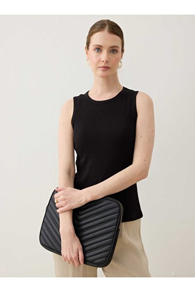 Refka Sleeveless Basic Women's T-Shirt - Black -