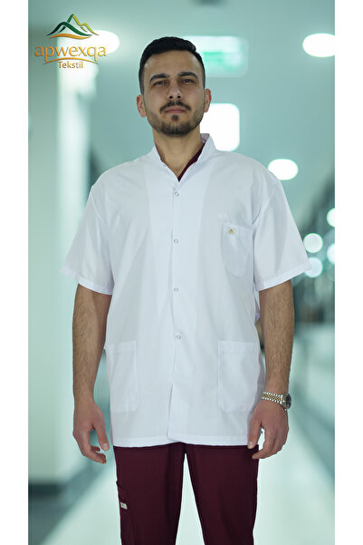 apwexqa tekstil Men's Alpaca Judge Collar Short Sleeve Coat Oversized Doctor ...