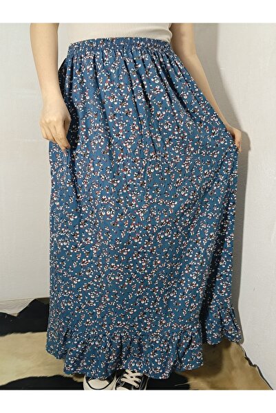 hoaryage Viscose Fabric Skirt with Elastic Waist and Single Layer Ruffles at ...