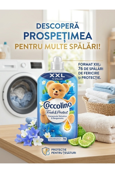 Coccolino Fresh & Protect Concentrated Fabric Softener, Wild Bluebells and Be...