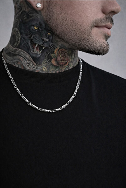 Boldy Stainless Steel Necklace - Bar Chain Necklace - Steel Necklace - Bar Ne...