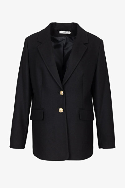 Ekol Large Size Cashmere Jacket with Flap Pockets-5573