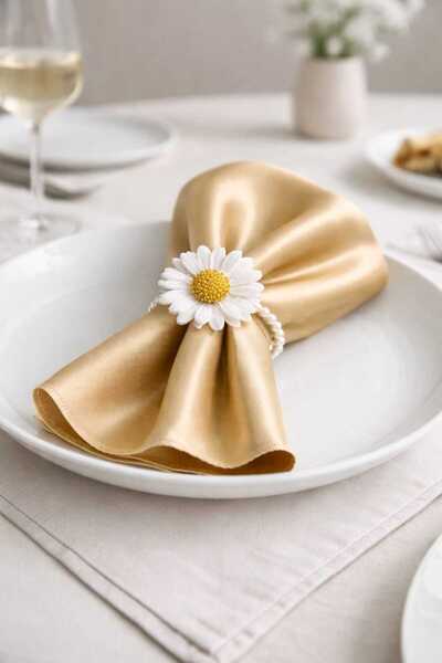Karra Art Decorative Concrete Daisy Napkin Ring & Table Presentation Accessor...
