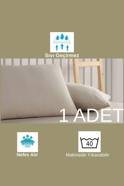 sevilya Bej Renkli Mikro Fermuarlı Su Geçirmez Sıvı Geçirmez Yastık Alezi Yastık Koruyucu
