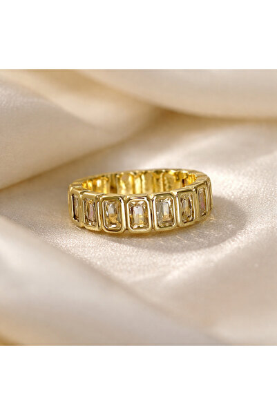 PORSE Kristal Taşlı Xuping 14K Altın Kaplama Yüzük Standart - Vip