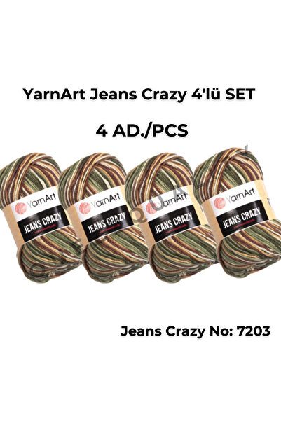 Yarnart Fir de tricotat artistic pentru blugi Crazy El Örgü Ipi 7203 Set de 4...