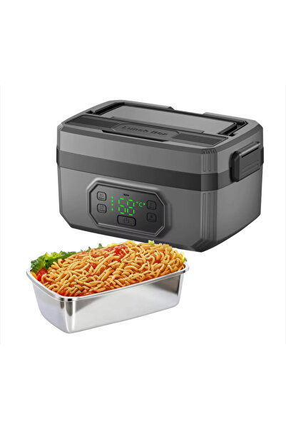 2AMNOVA Caserola Electrica Portabila cu Acumulator, Afisaj Digital, Incalzire 360°, 1.6L, Inox 304