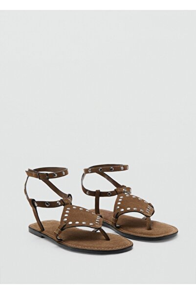Mango Teen Zımbalı deri sandalet