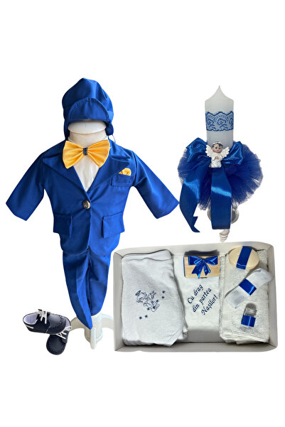 Your Baby Store Set complet pentru botez baiat Darius- papion galben cu costu...