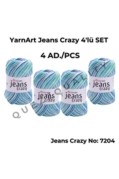Yarnart Yarn Art Jeans Crazy El Örgü Ipi 7204 Punch Ipi Set de 4