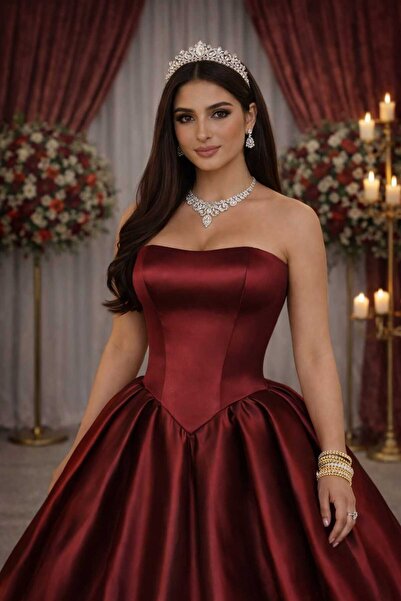 Zeynep Denlİ SATEN PRENSES MODEL KINA ABİYESİ