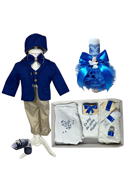 Your Baby Store Set complet pentru botez baiat Ianis – albastru costumas, pan...