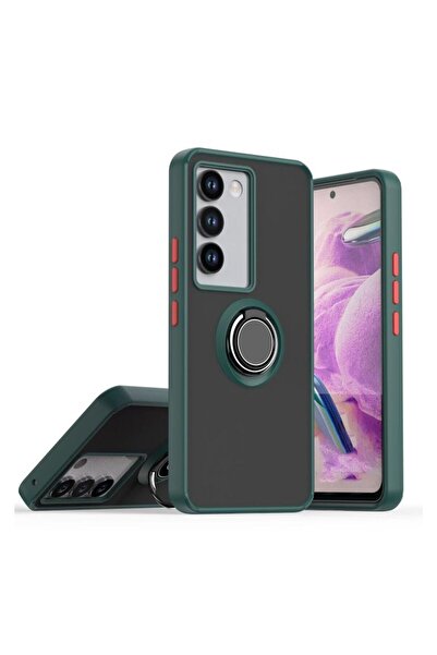 HANPORIUM حافظة متوافقة مع هاتف Vivo V30 Lite مع حامل حلقي وحماية إضافية من ا...