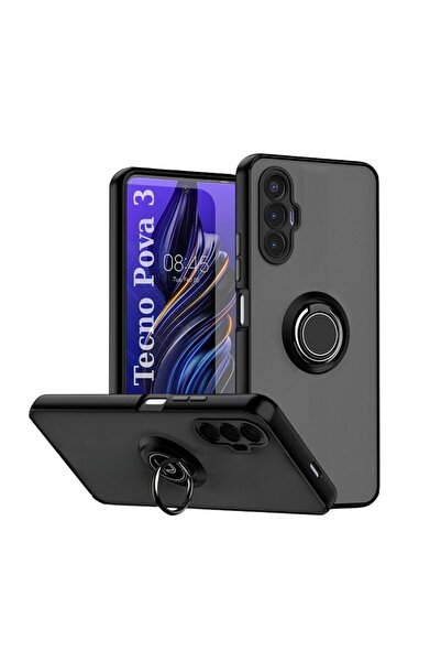 HANPORIUM حافظة متوافقة مع هاتف تكنو بوفا 3 مع حامل حلقي وحماية إضافية من الص...