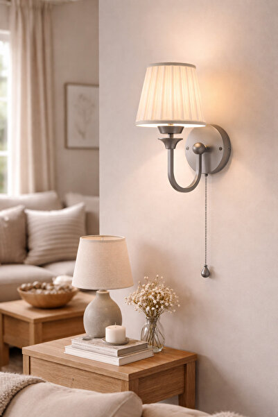 Limon 3D Desing شمعدان حائط رمادي اللون |   مصباح بجانب السرير بتصميم عصري، إ...