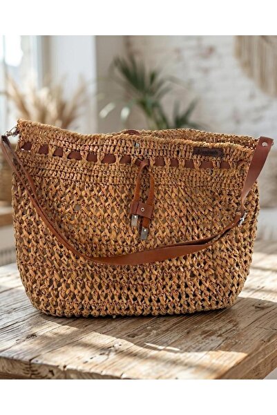 Handmade HomeMade El örgüsü - Rafya İp çanta