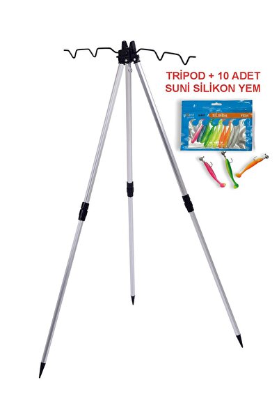 Exent 3 Ayaklı Alüminyum Katlanabilir Çok Hafif Olta Dayama Sehpası (Tripod)+...