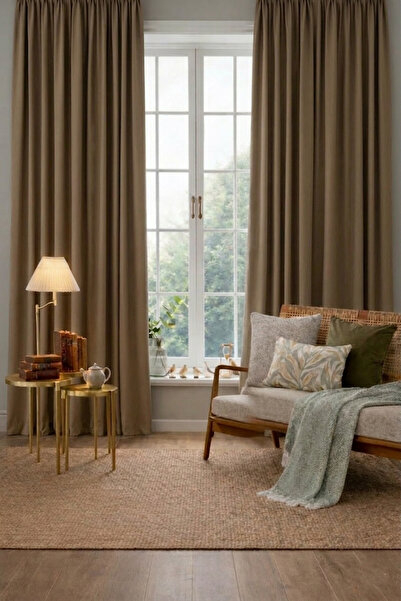 Wowlays Home Camel Kalın Dokulu Güneşlik Perde Karanlık Etkili Yüksek Mahremi...