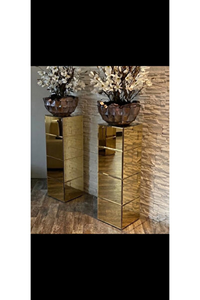 LUXURY VİLLA LUXURY KOMPLE GOLD AYNALI DEKORATİF SÜTUN 20X20 YÜKSEKLİK 70 CM
