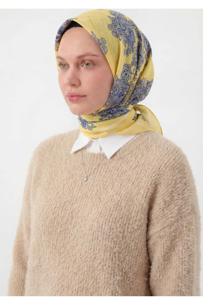 Silk Home Φουλάρι Βισκόζης Βελόρα Τεσσάρων Εποχών Μπαρόκ με Φλοράλ Σχέδιο Λεμ...