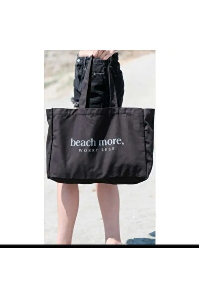 Handmade plaj çantası tote suya dayanıklı siyah beach çanta büyük boy ister g...