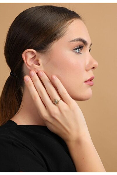 Sembol Gold Aqua Marin Taşlı Yüzük Maide