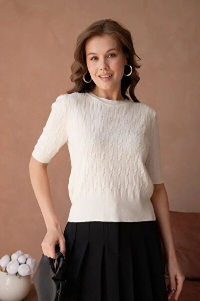 Park Karon Women's Crew Neck Hair Knit Textured Premium Yarn Knitwear Sweater...