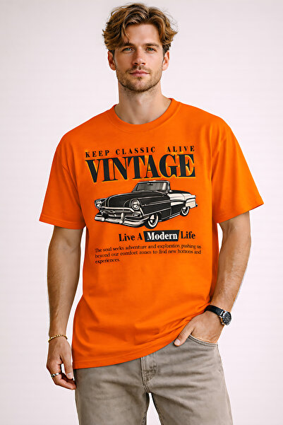 ArtYus Vintage Car Printed Unisex Oversize T-Shirt – Retro Vehicle Themed Gra...