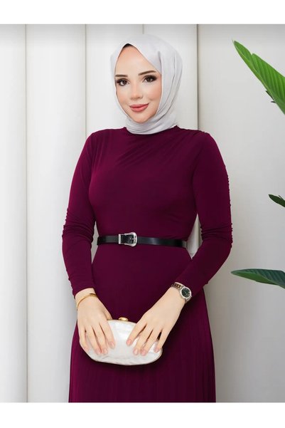 Sitilce فستان نسائي مطوي ومزين بالكشاكش مكون من حزام قطع