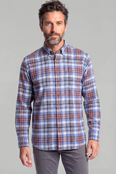 Bisse Regular Fit Pasha Collar Cotton Brown Men's Shirt