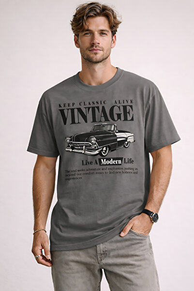 ArtYus Vintage Car Printed Unisex Oversize T-Shirt – Retro Vehicle Themed Gra...