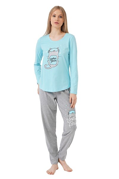VİENETTA Women's long-sleeved pajamas and long pants, Together Forever print,...