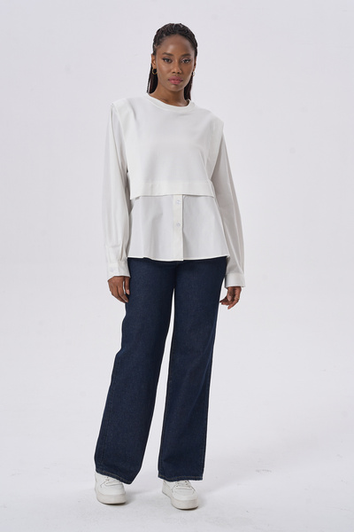 HANIQA Bluză elegantă casual cu design modern, bluză stratificată