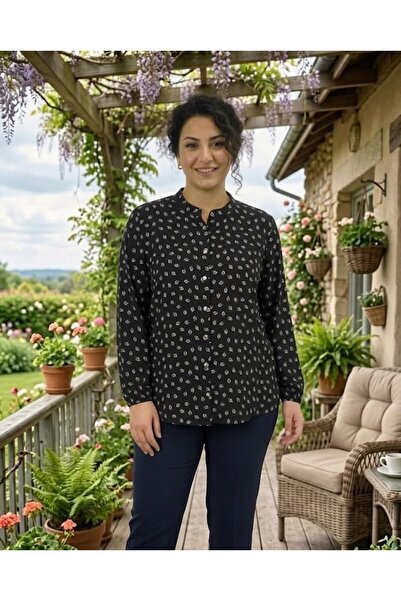 elma abone Женска риза с копчета от вискоза за големи размери