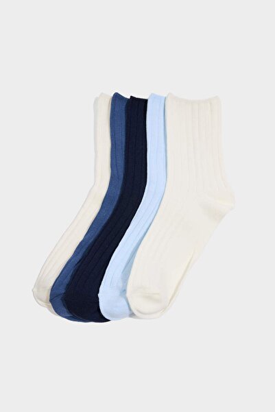 DeFacto Șosete lungi din bumbac pentru femei, 5 piese F5602AXNS