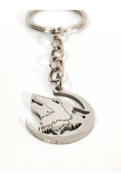 moncuk design Lazer Kesim Kurt ve Hilal Anahtarlık Gümüş Renk – Güçlü ve Asil...