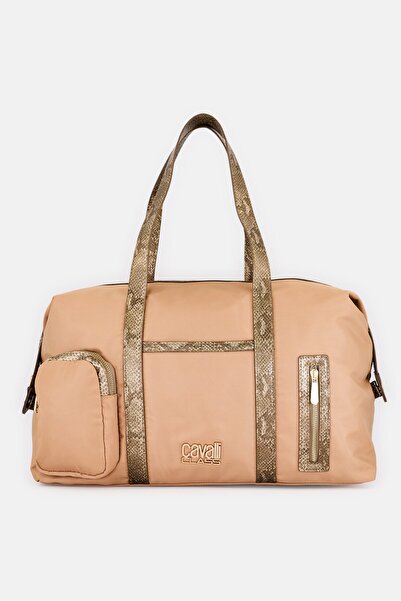 Cavalli Class Women Brand Logo Duffle Bag, Tan
