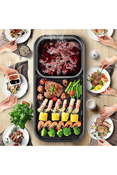 SOKANY 2 In 1 Indoor Non-Stick Electric Hot Pot And Griddle For Korean BBQ Ma...