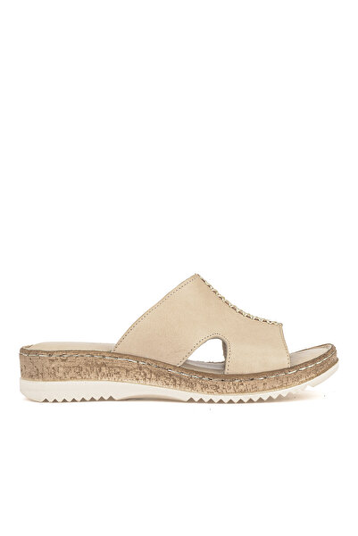 Ziya ، شبشب نسائي مريح من الجلد الطبيعي 1611051Z704 كريمي