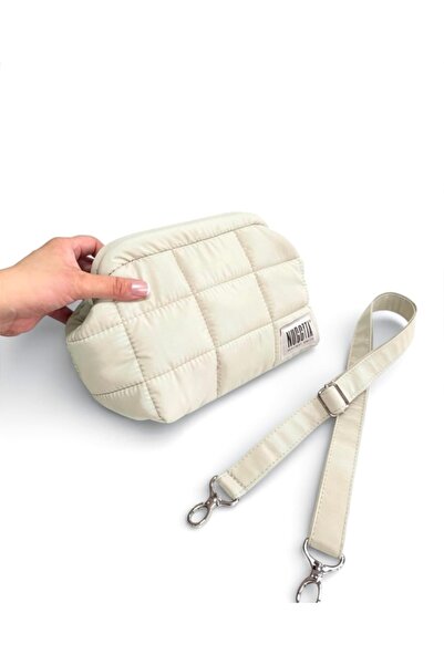 Nuggita Ivory Puffer Gizli Burslu Clutch Hand/Shoulder Bag