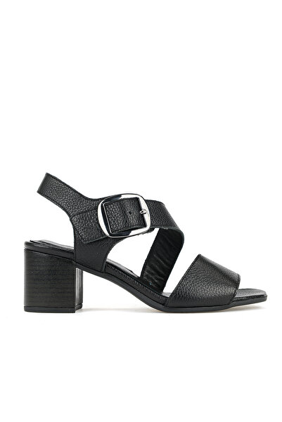 Ziya , Women's Genuine Leather Heeled Sandals 1611050Z8415 Black