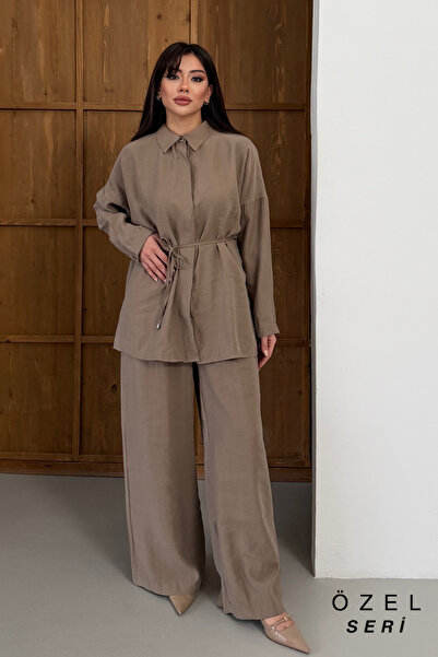 Mogi Butik Oversize Shirt Collar Lace-Up Loose Cut Double Hijab Set 3195 – Sp...