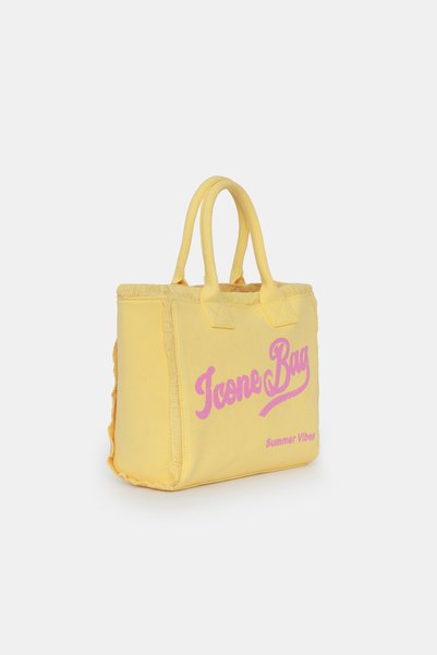 ICONE BAG Icone Washed Canvas Stylish Daily & Beach Bag with Tassel Detail, Yellow Canvas Tassel Shoulder Bag, Yellow Handbag