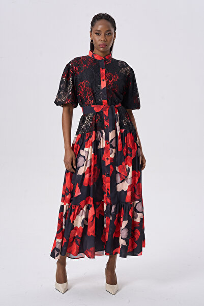 HANIQA Stylish Women's Lace Patterned Dress