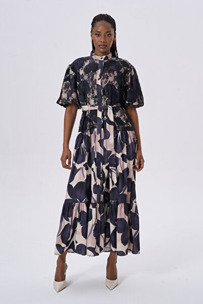 HANIQA Stylish Women's Lace Patterned Dress