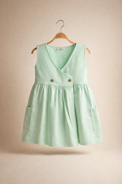 MintTasarımButik Girl's Dress 2-6 Years Old, Pocketed, Button Detailed, 100% ...