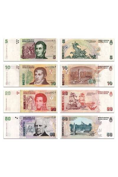 emir koleksiyon coin & paper collection Arjantin 50-20-10-5 Pesos Kağıt Para ...